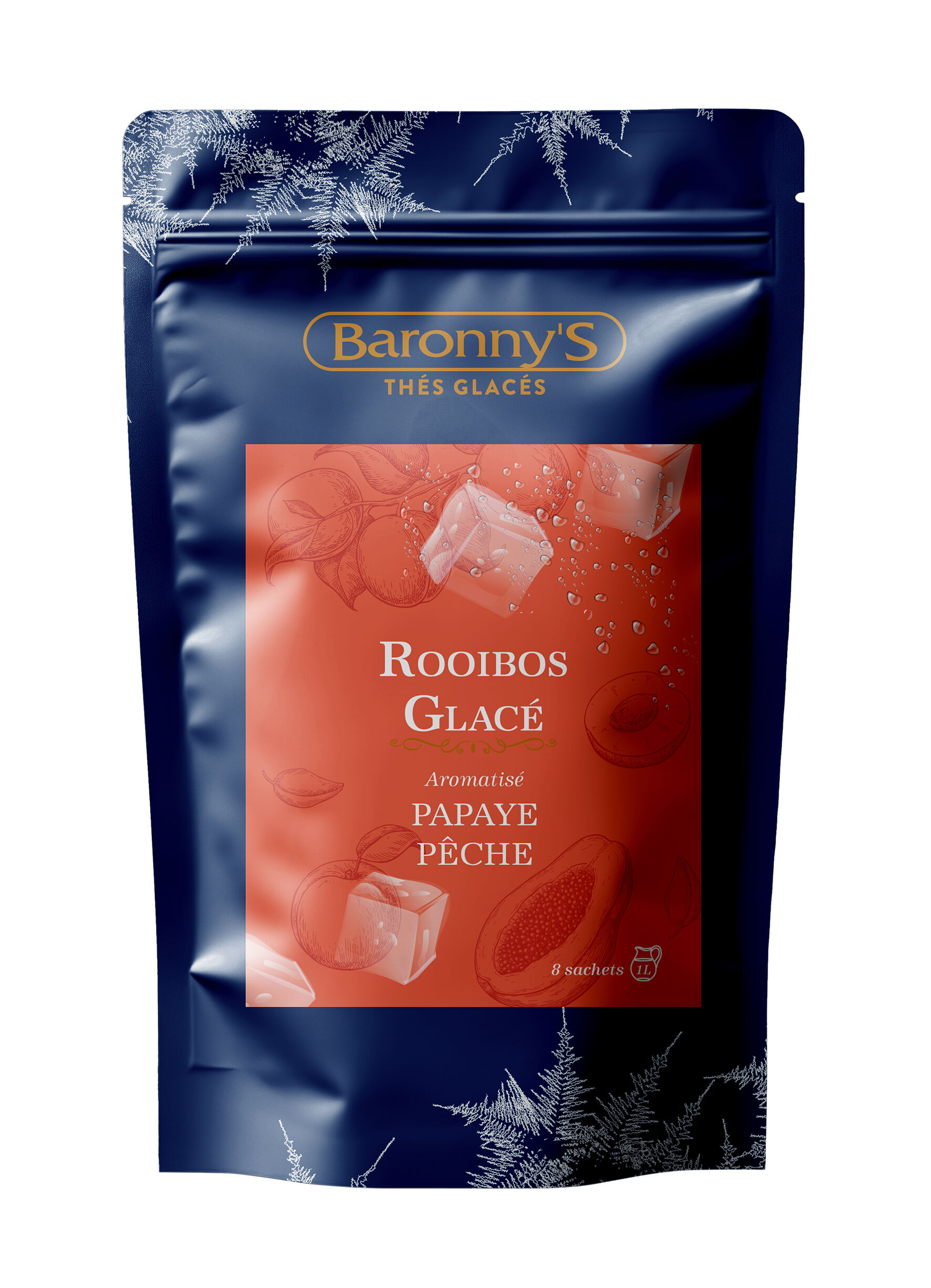 Iced Rooibos Papaya Peach Flavor - Doypack of 8 sachets