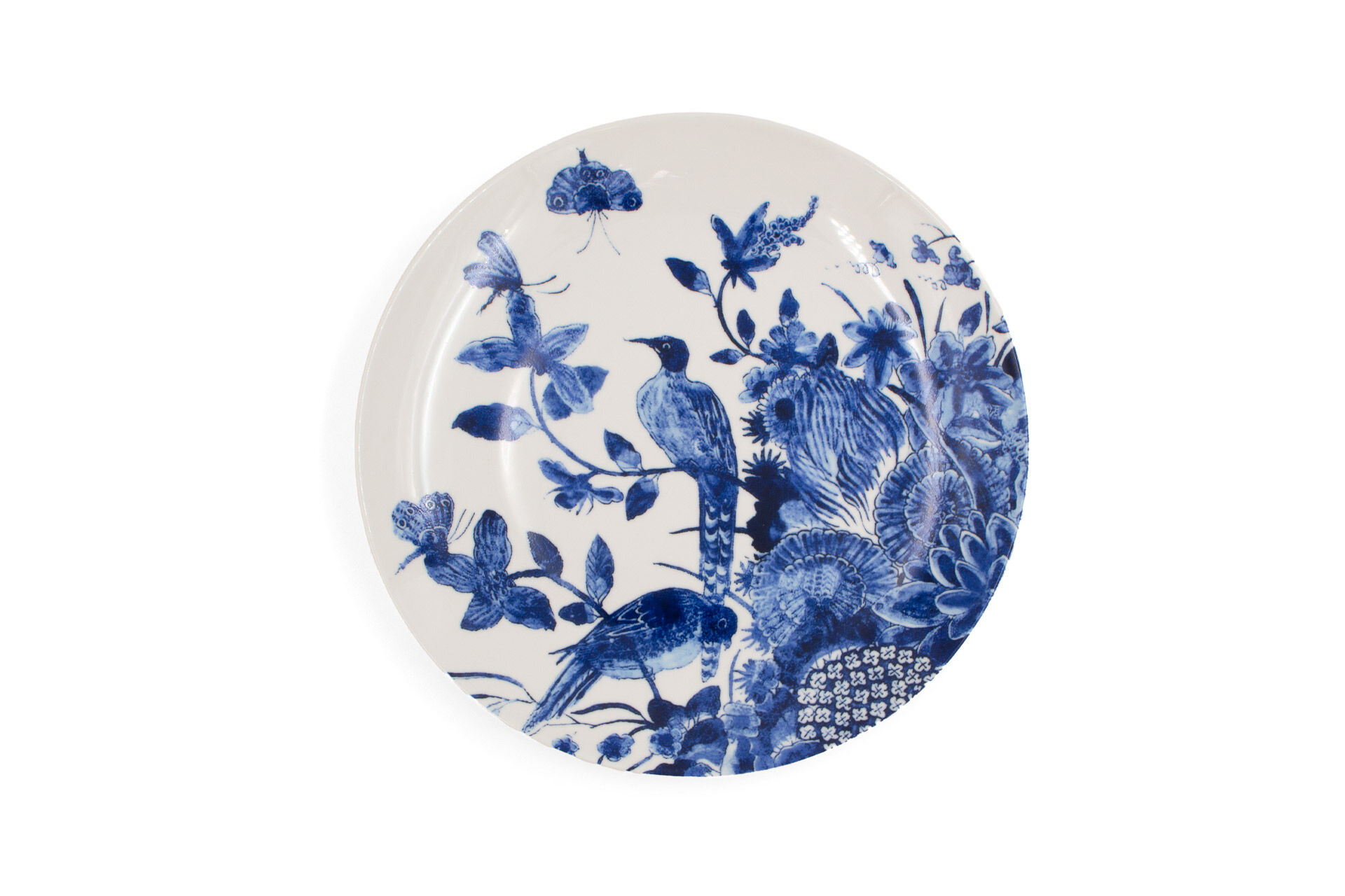 Porcelain Decorative Plate - Diameter 20 cm - Delfts Blue - Birds