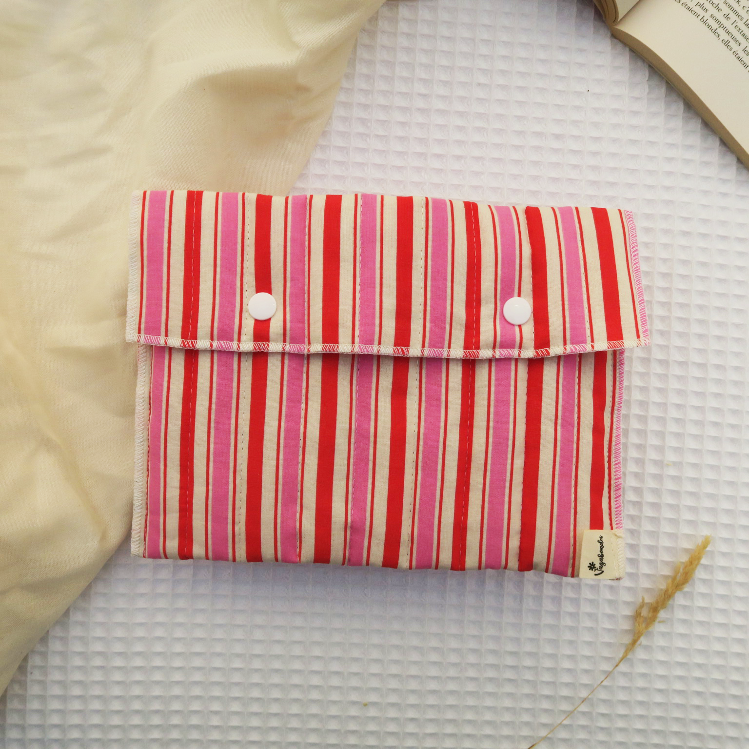 Cotton book sleeve 16x22 cm - Pocket size - LYDIA R - Les Beaux Jours Collection