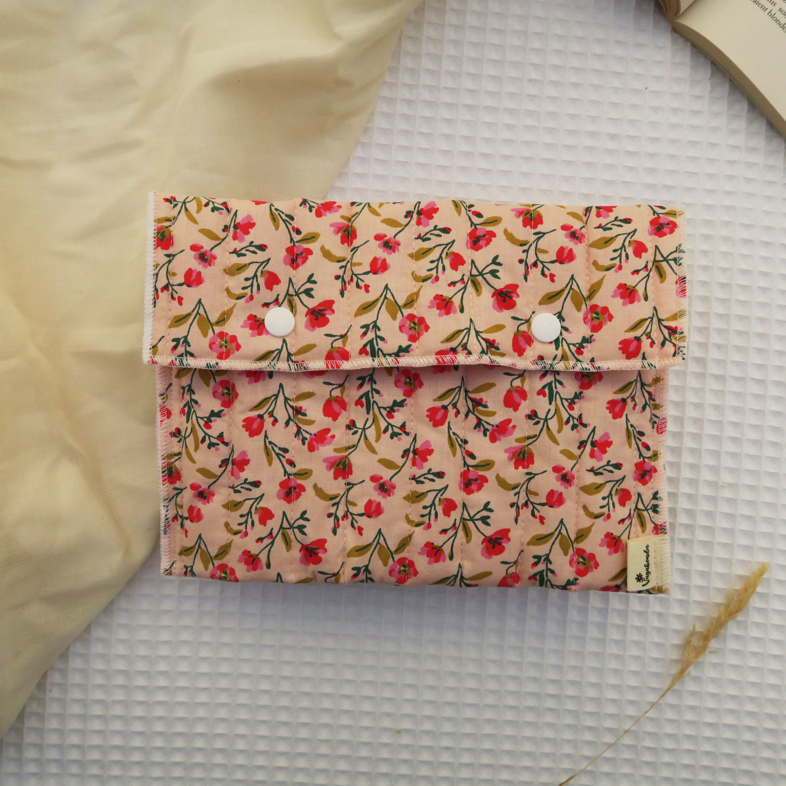 Cotton book sleeve 16x22 cm - Pocket size - VANDA - Les Beaux Jours Collection