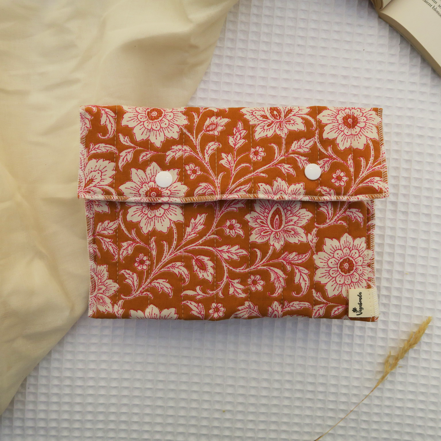 Cotton book sleeve 16x22 cm - Pocket size - SHIRA - Les Beaux Jours Collection