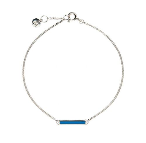 Blue Little Bar of Strength - Wrist (Sterling Silver)