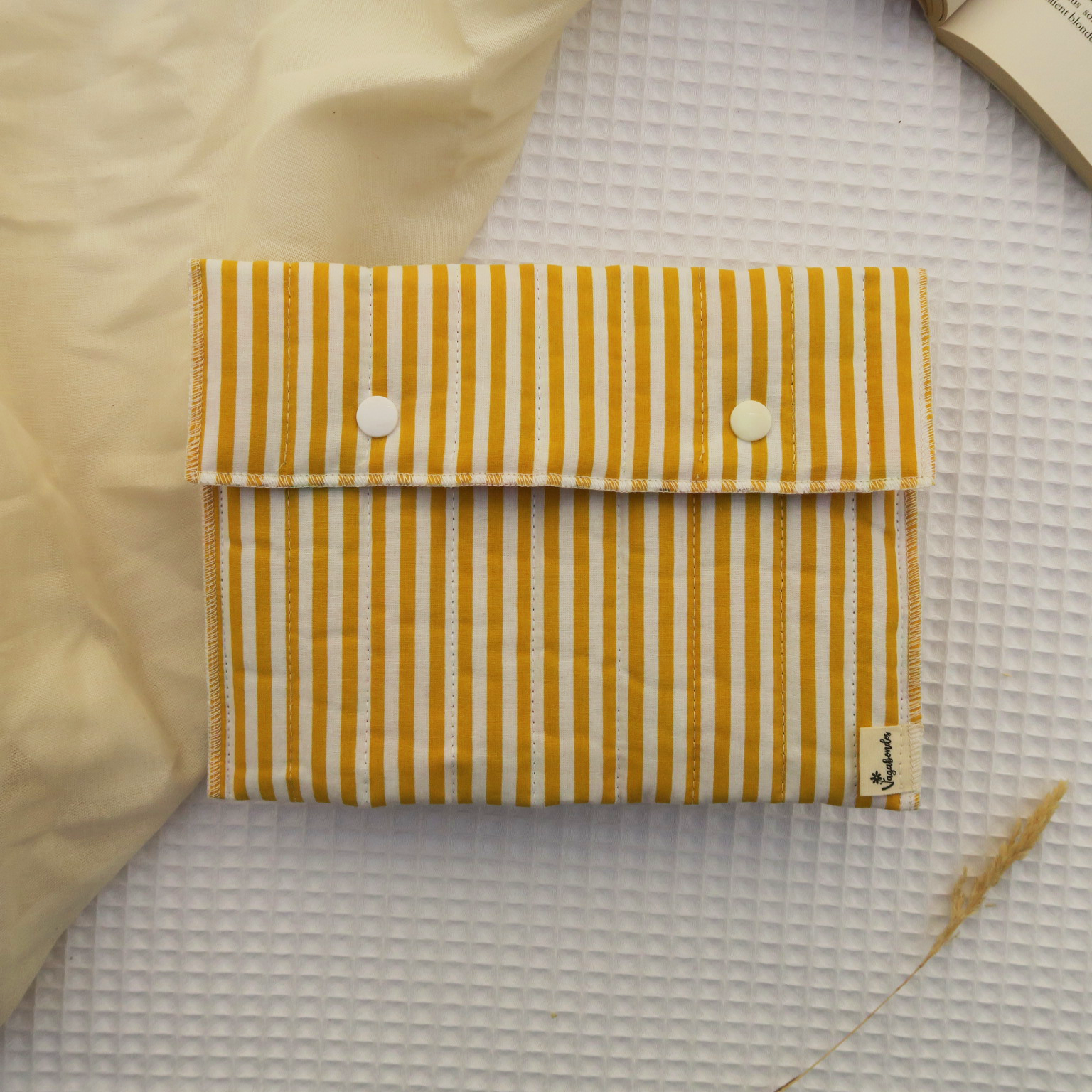 Cotton book sleeve 16x22 cm - Pocket size - STRIPES - Les Eclats Joyeux Collection