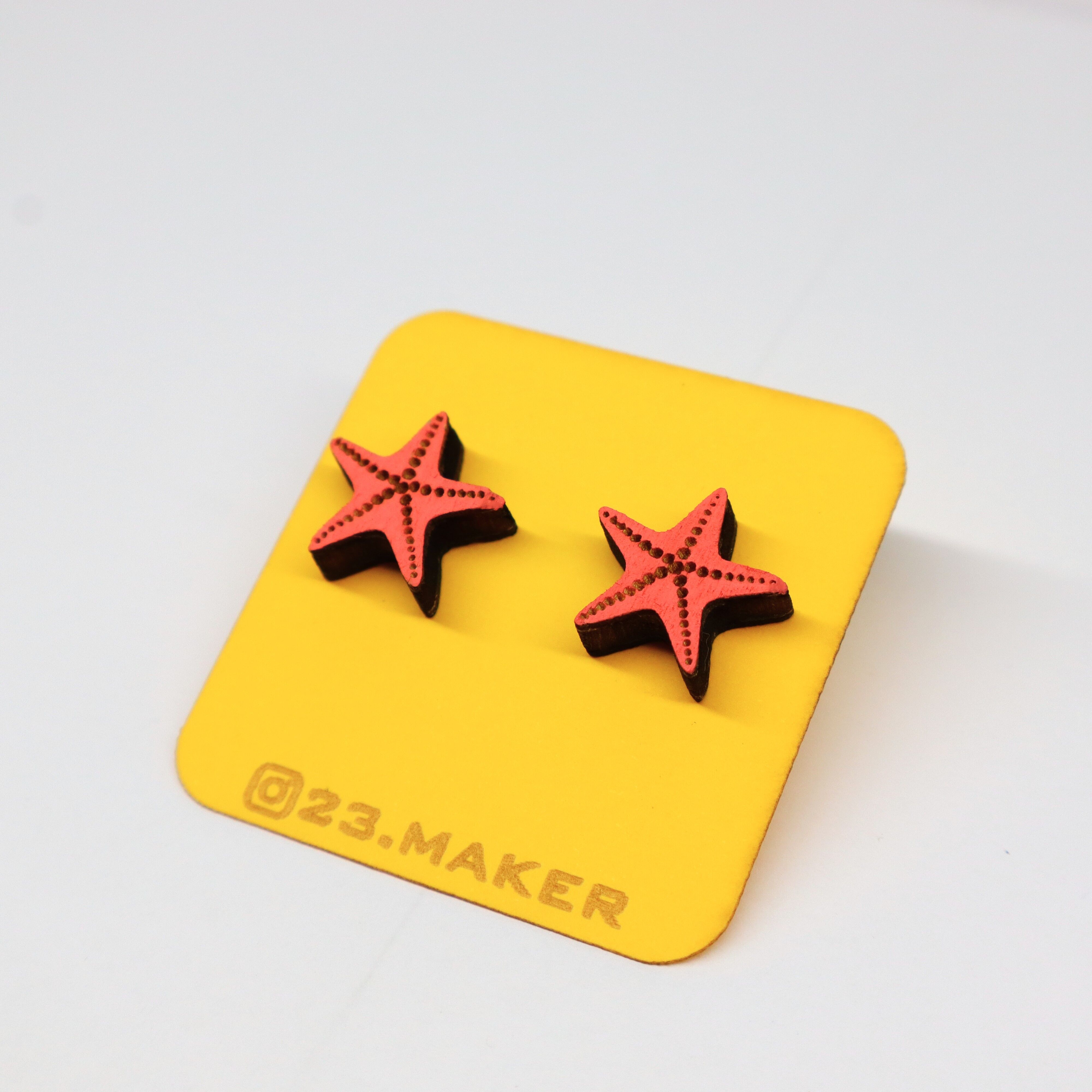 Starfish Wooden Earrings | Beach Stud Jewelry