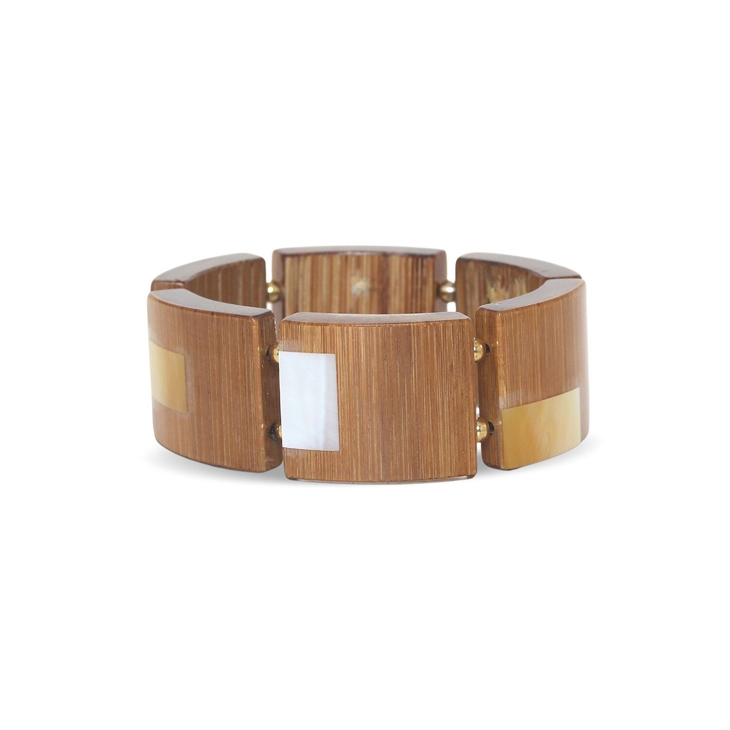 KAMAKURA   bracelet extensible 6 éléments bambou et nacre