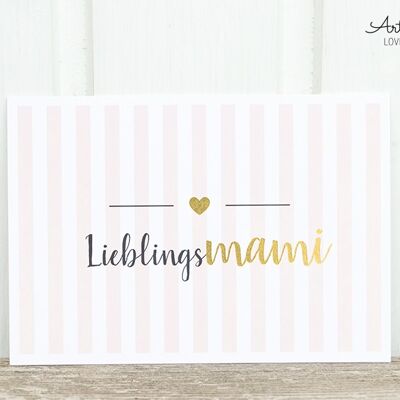 Postkarte: Lieblingsmami, gold M