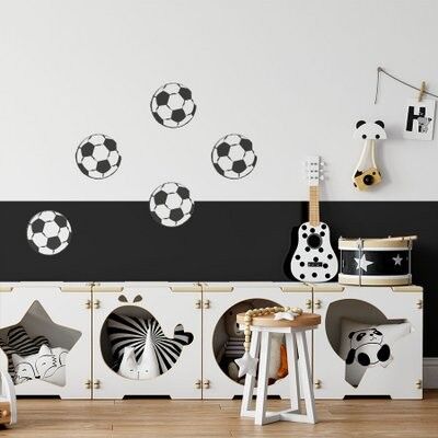 Kleine muurstickers voetbal in zwart wit