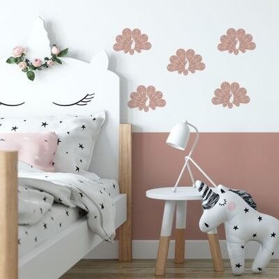 Small wall stickers dots with peacock in old pink