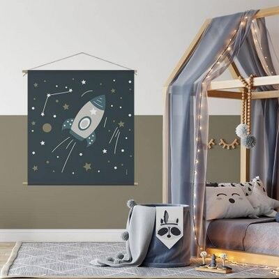 XL textile poster with space print in dark blue