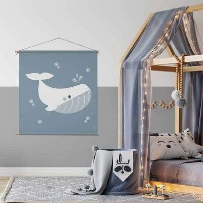 XL textielposter met walvis print