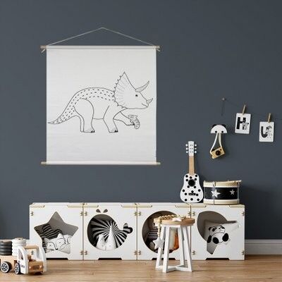 XL textielposter dino zwart wit