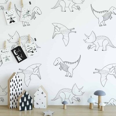 Dino wallpaper black and white