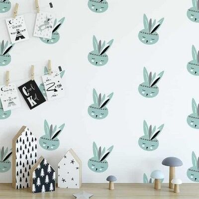 Green bunnies wallpaper for the nursery