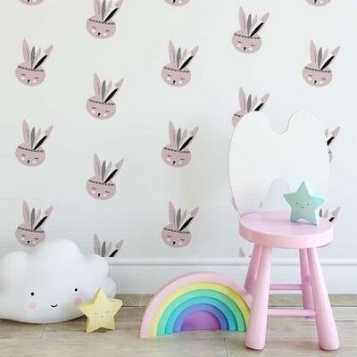 Pink bunnies wallpaper for the nursery