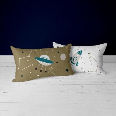 Cushion with space travel print 50 x 30 cm
