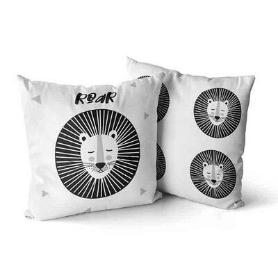 Cushion lions black and white print