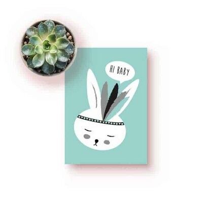 Card bunny green ; Hi baby