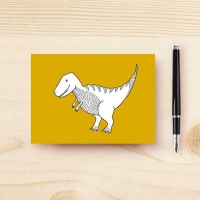 Card t-rex ocher yellow