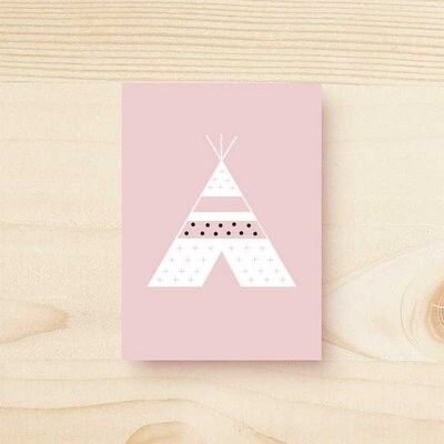 Card with teepee in pink