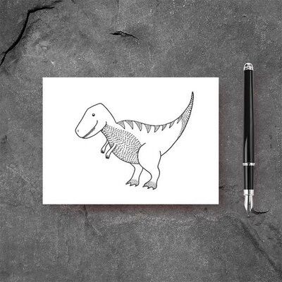 Card t-rex black and white
