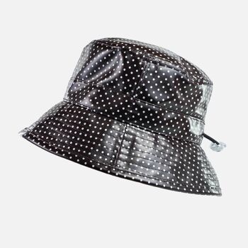 Chapeau de pluie tacheté en PVC avec taille ajustable rose