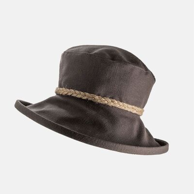 Sombrero plegable de lino con trenza de hilo - Champiñón