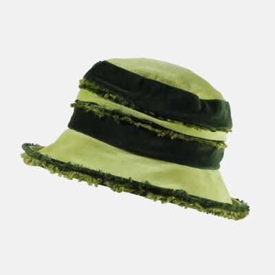 Chapeau en velours duveteux vert foncé et brillant