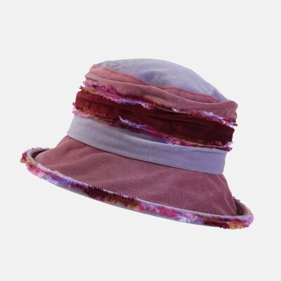 Sombrero de Terciopelo Esponjoso Lila, Rosa y Vino - Rosa