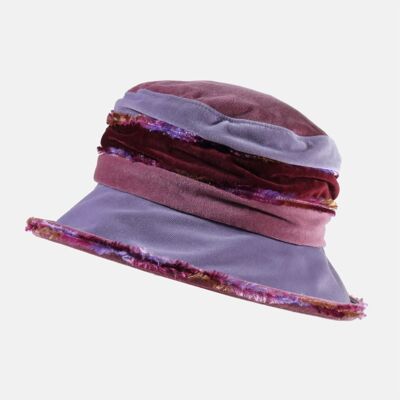 Chapeau en velours duveteux lilas, rose et vin - Lilas