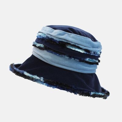 Cappello in soffice velluto blu navy e blu - Navy
