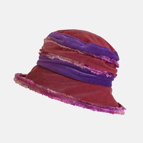Pink and Purple Fluffy Velvet Hat - Pink