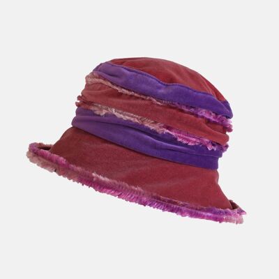 Bonnet Velours Duveteux Rose et Violet - Rose