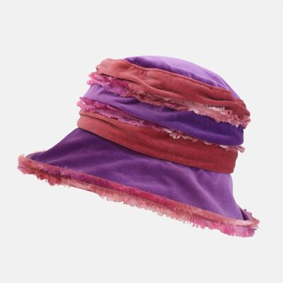 Pink and Purple Fluffy Velvet Hat - Purple