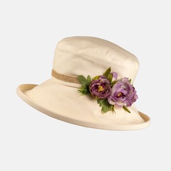 Chapeau désossé crème avec décoration florale - Lilas Mix 1