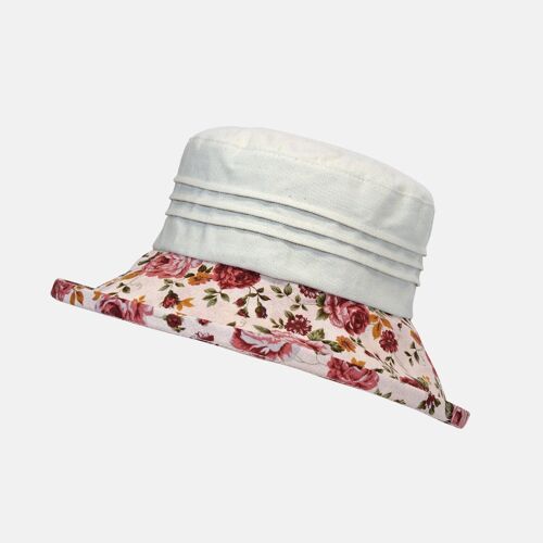 Floral Boned Brim with Cream Top and Pintuck Detail - Terracotta