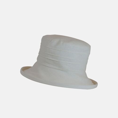 Small Brim, Packable Linen Sun Hat - Cream