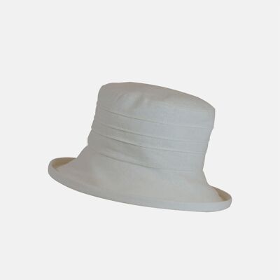 Chapeau de soleil en lin repliable à petit bord - Crème