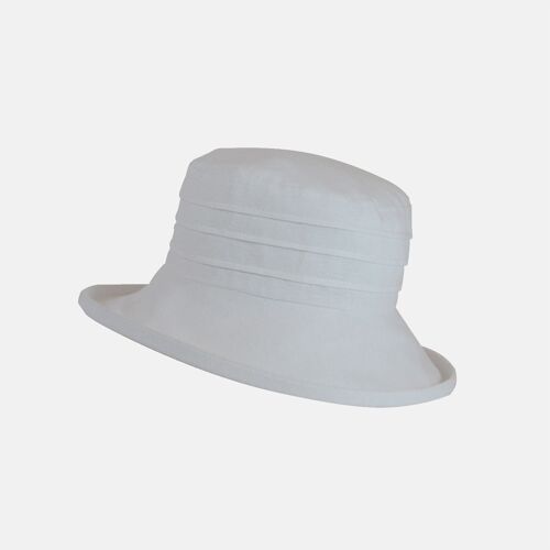 Small Brim, Packable Linen Sun Hat - White