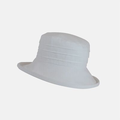 Cappello da sole in lino a tesa piccola, ripiegabile - Bianco