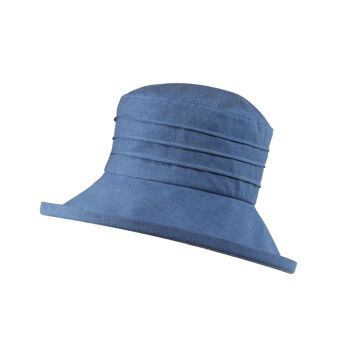 Chapeau de soleil pliable en lin à petit bord - Denim 1