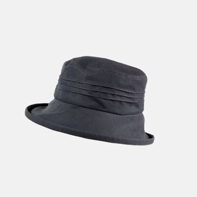 Sombrero para el sol de ala pequeña plegable de lino - Gris oscuro