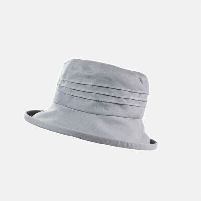 Small Brim, Packable Linen Sun Hat - Light blue