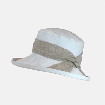 Cappello in cotone tinta unita con fascia in iuta