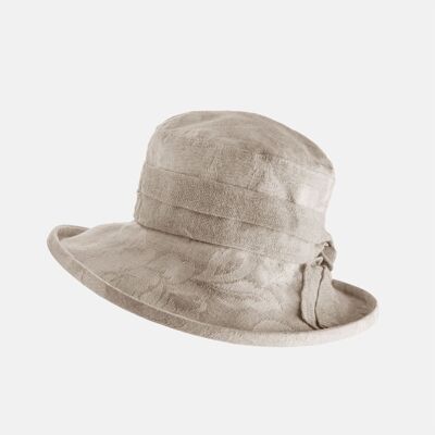 Sombrero de damasco de algodón con banda de arpillera