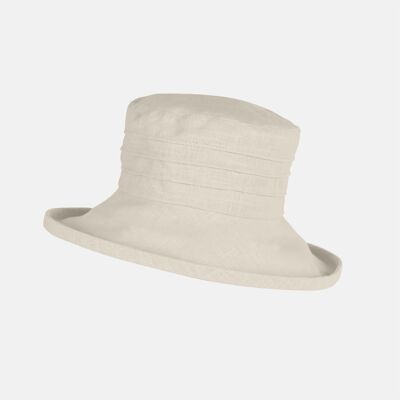 Lino a tesa larga, cappello da sole ripiegabile - Crema