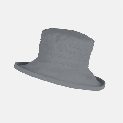 Lino a tesa larga, cappello da sole ripiegabile - grigio/blu