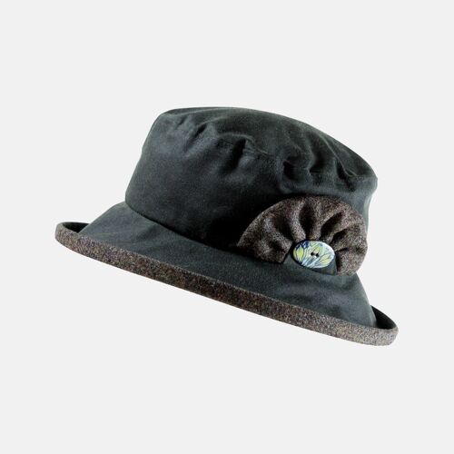 Waxed Cotton Small Brim Hat - Forest Green