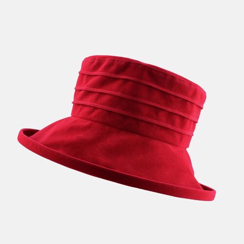 Water Resistant Velour Packable Hat - Red