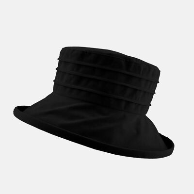 Wasserabweisender, packbarer Hut aus Velours - Schwarz