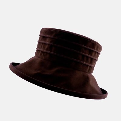 Wasserabweisender, packbarer Hut aus Velours - Dunkelbraun